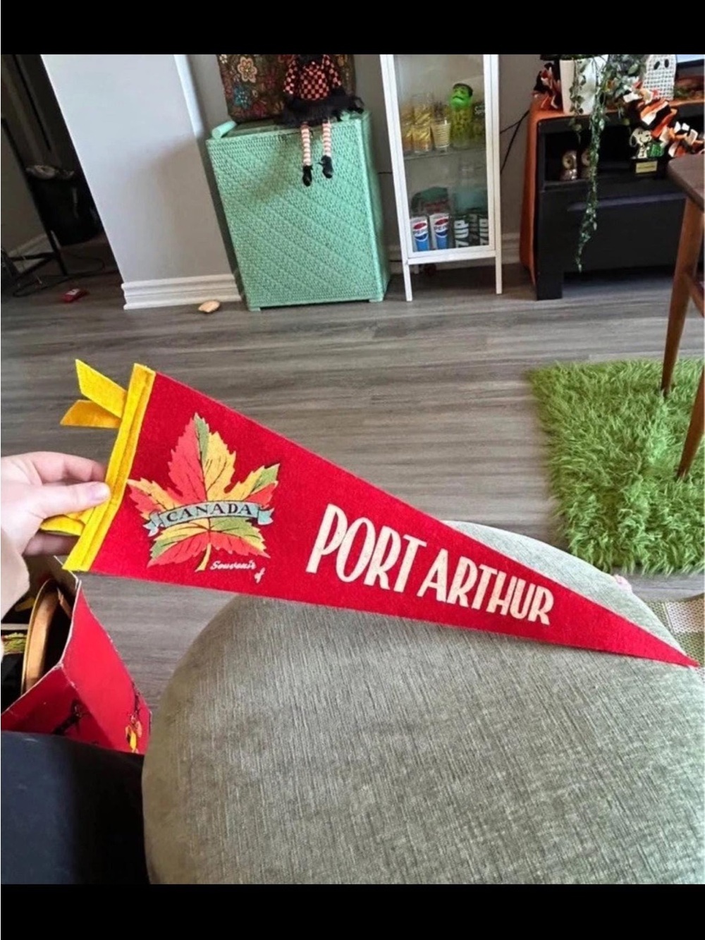 Vintage Port Arthur Canada Vintage Red Felt Pennant